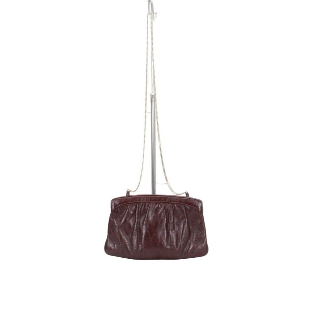 Vintage Morris Moskowitz Maroon Leather Gold Multi-Chain Strap Crossbody Bag